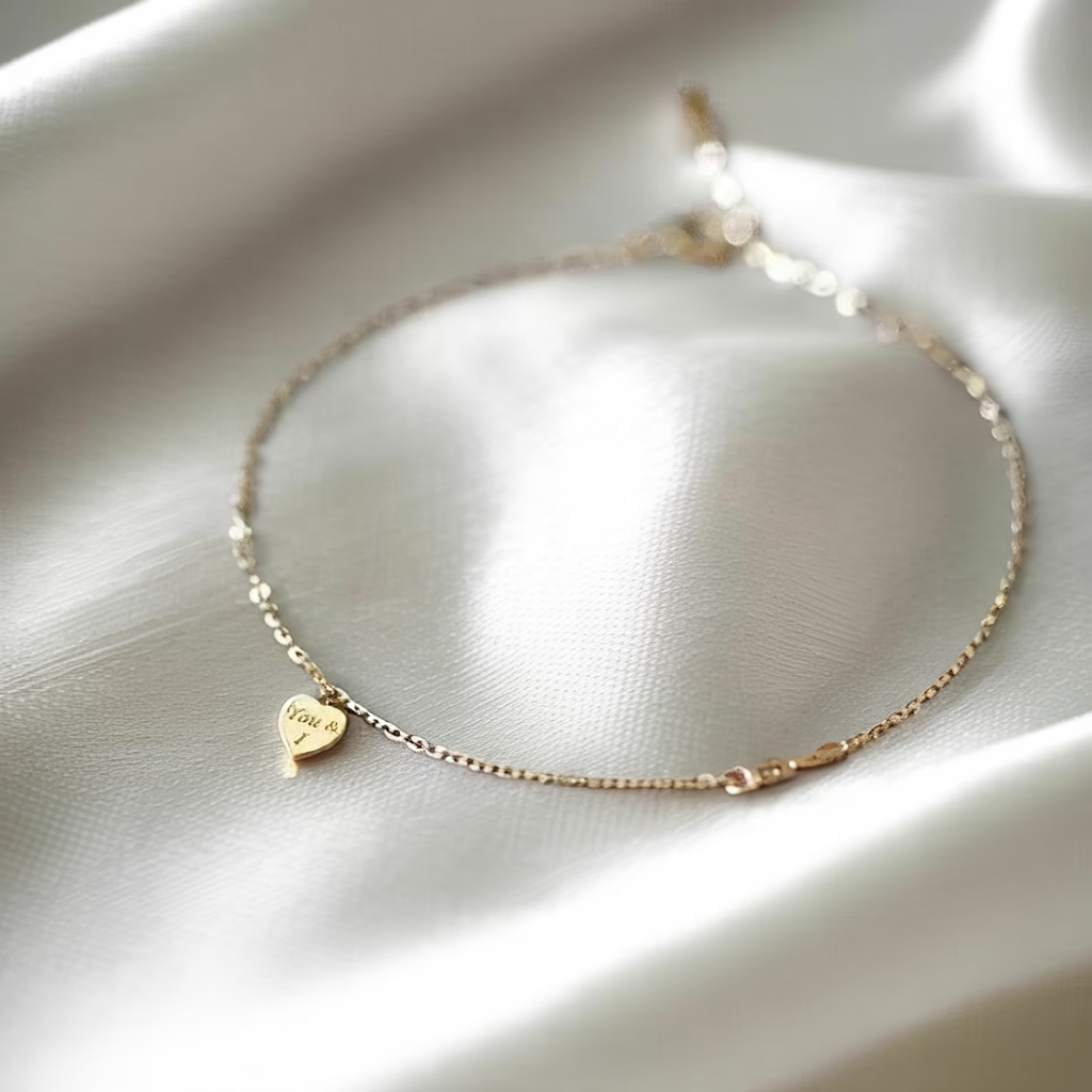 Pulseira Coração - Prata 925 Banhada à Ouro 14K