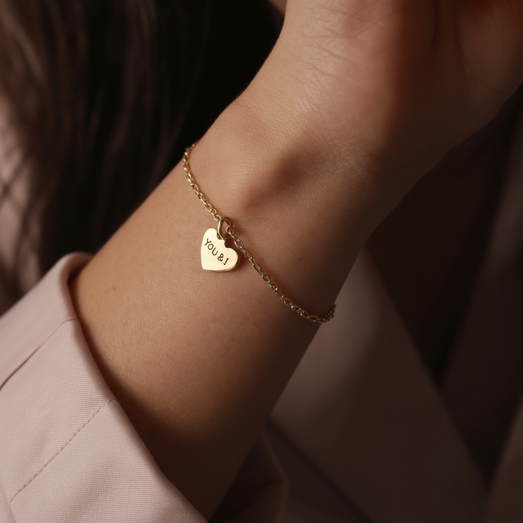 Pulseira Coração - Prata 925 Banhada à Ouro 14K